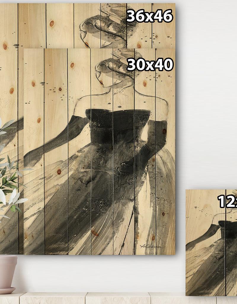 DesignQ Glam Dancing II - Fashion Figures Print On Natural Pine Wood