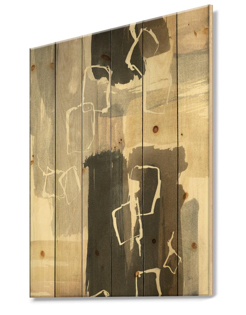 DesignQ Glam Dancing Shape I - Modern & Contemporary Print On Natural Pine Wood