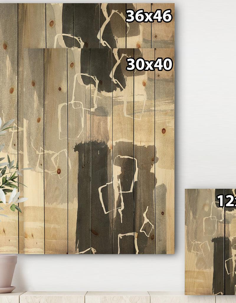 DesignQ Glam Dancing Shape I - Modern & Contemporary Print On Natural Pine Wood