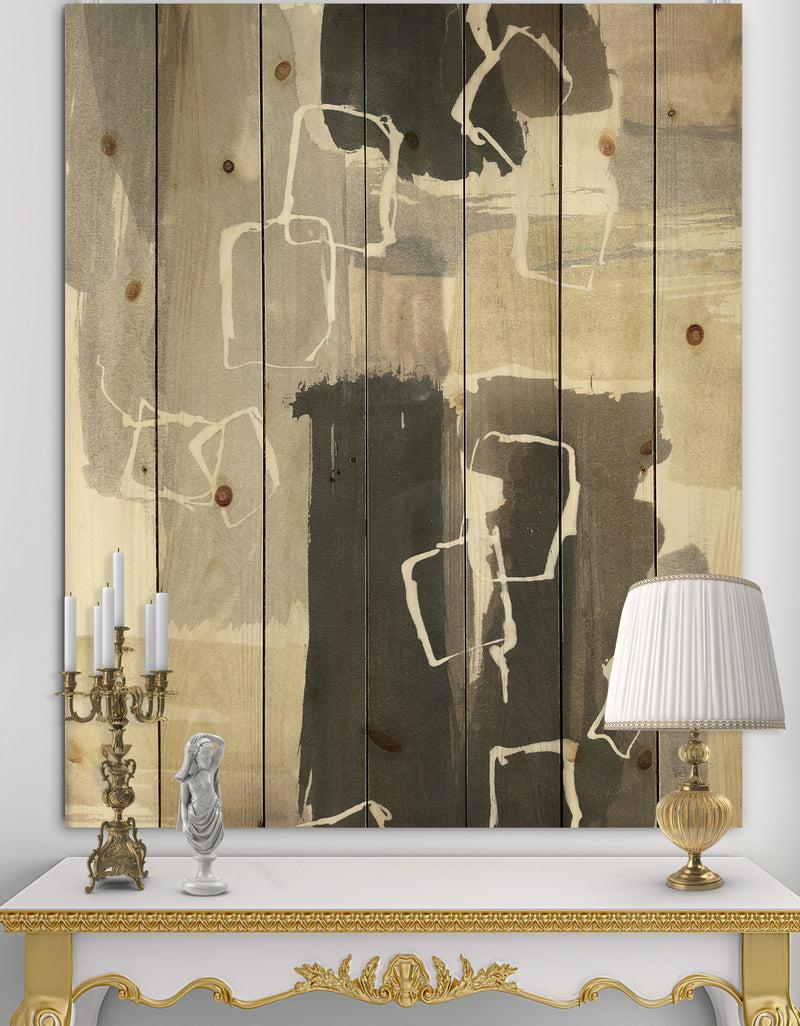 DesignQ Glam Dancing shape I - Modern & Contemporary Print on Natural Pine Wood