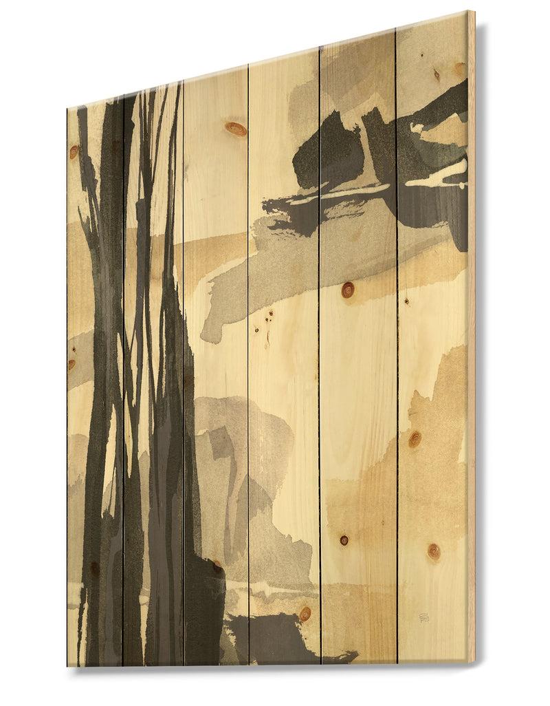 DesignQ Glam Dancing Shape II - Modern & Contemporary Print On Natural Pine Wood