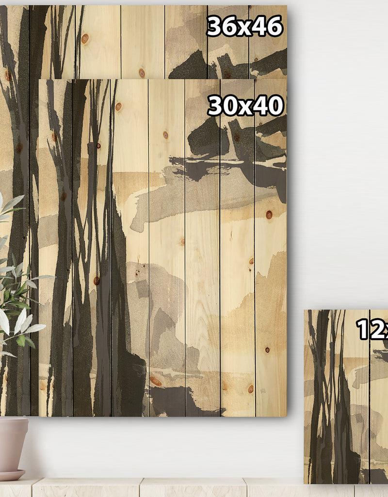 DesignQ Glam Dancing Shape II - Modern & Contemporary Print On Natural Pine Wood