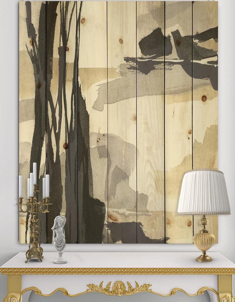 DesignQ Glam Dancing shape II - Modern & Contemporary Print on Natural Pine Wood