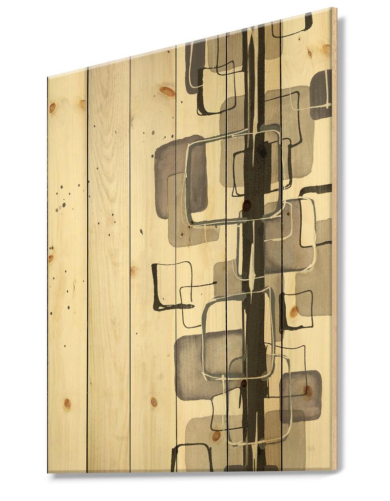 DesignQ Glam Dancing Shape III - Modern & Contemporary Print On Natural Pine Wood