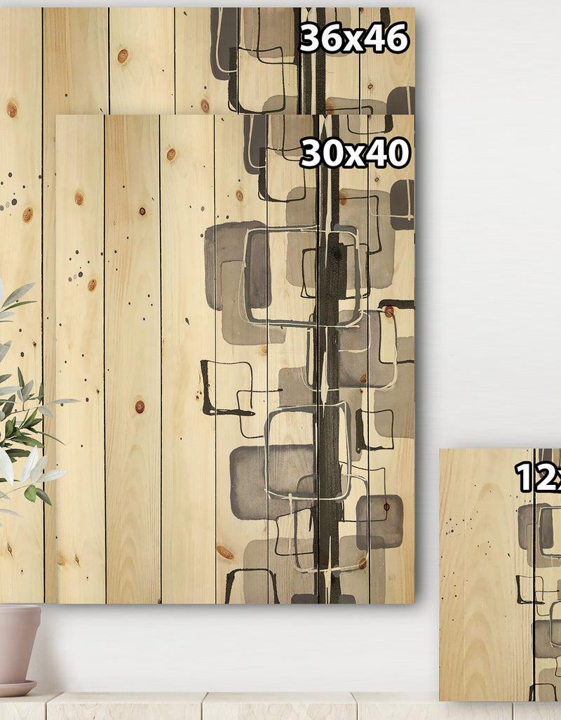 DesignQ Glam Dancing Shape III - Modern & Contemporary Print On Natural Pine Wood