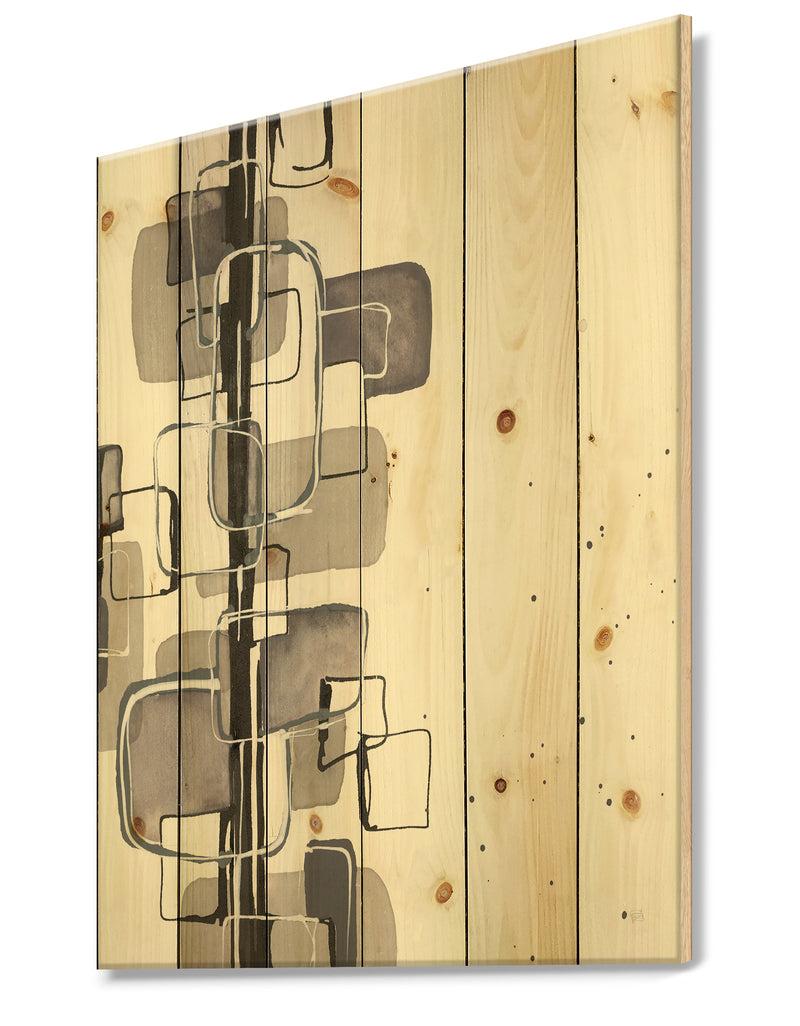 DesignQ Glam Dancing Shape IV - Modern & Contemporary Print On Natural Pine Wood