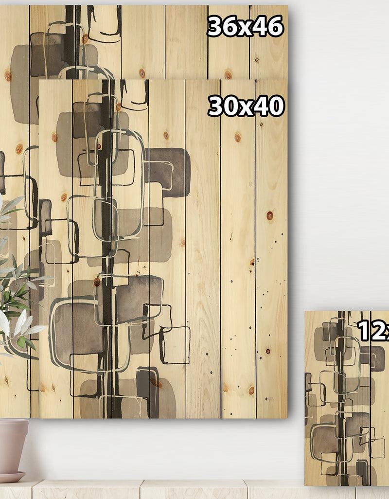 DesignQ Glam Dancing Shape IV - Modern & Contemporary Print On Natural Pine Wood