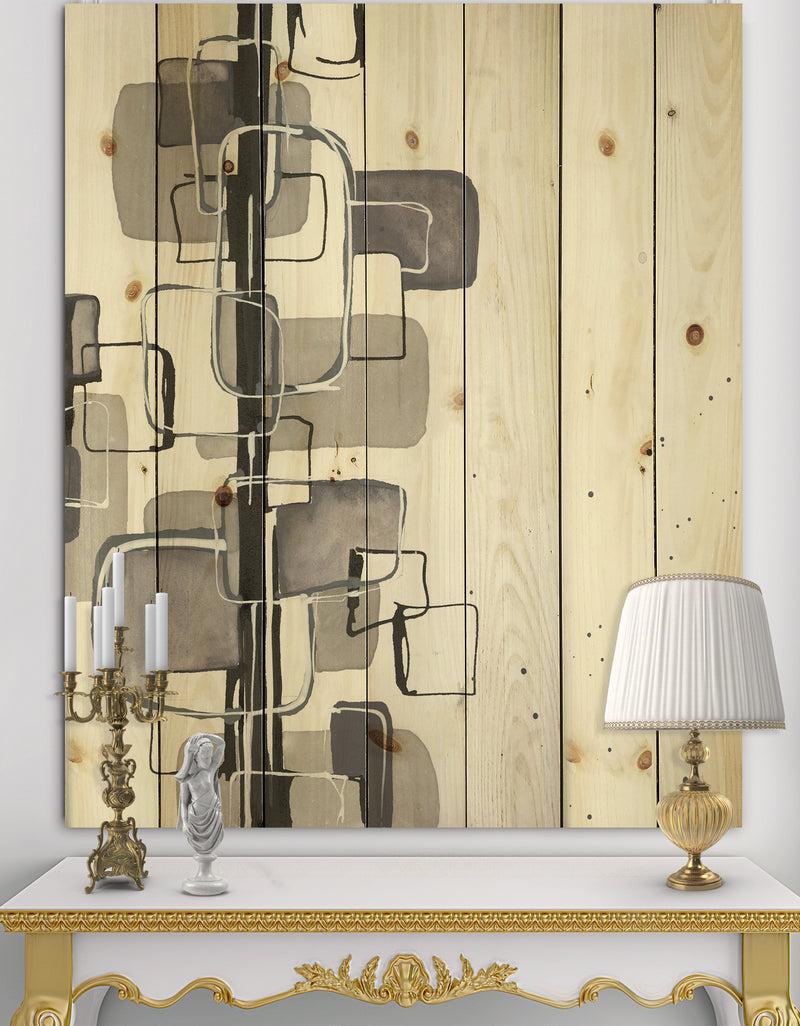 DesignQ Glam Dancing shape IV - Modern & Contemporary Print on Natural Pine Wood