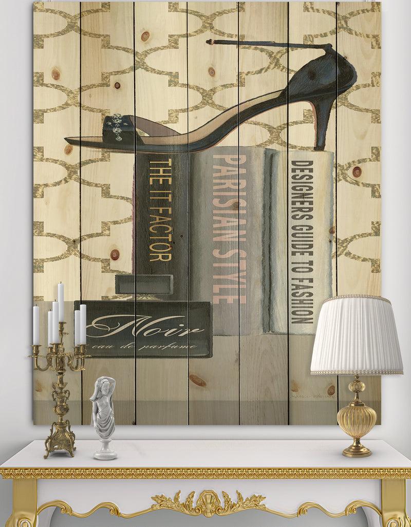 DesignQ Glam fashion High Heels IX - Fashion Print on Natural Pine Wood