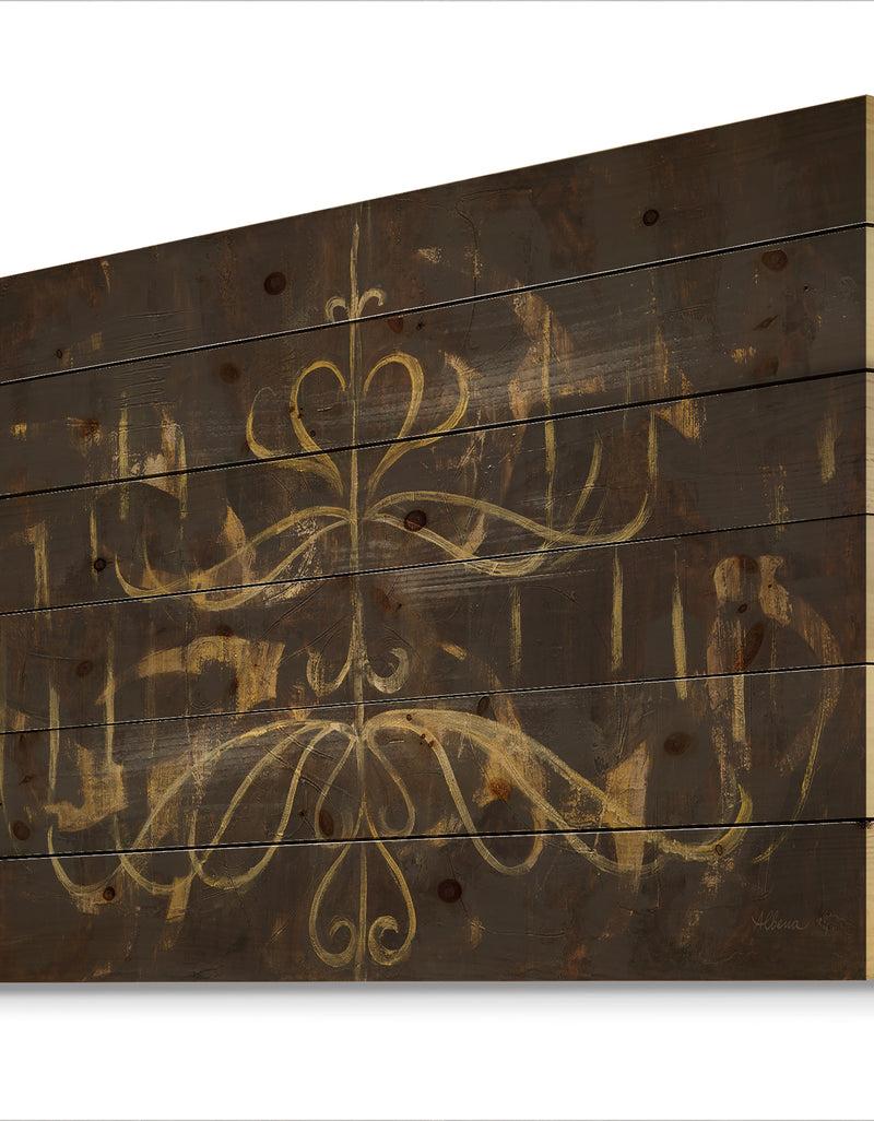 DesignQ Glam Gold Chandelier - Modern Glam Print On Natural Pine Wood