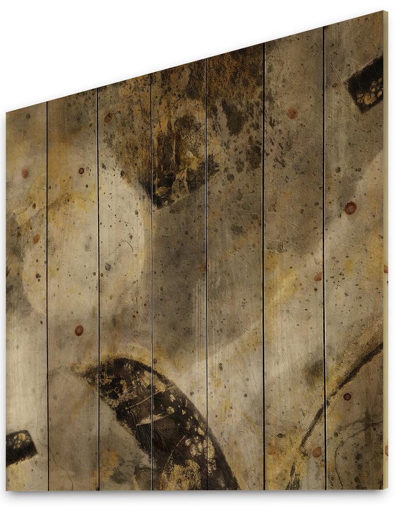 DesignQ Glam Gold Desert Neutral - Modern & Contemporary Print On Natural Pine Wood