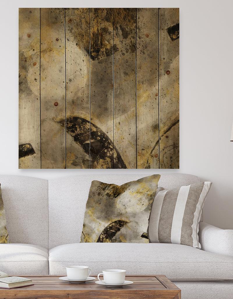 DesignQ Glam Gold Desert Neutral - Modern & Contemporary Print on Natural Pine Wood