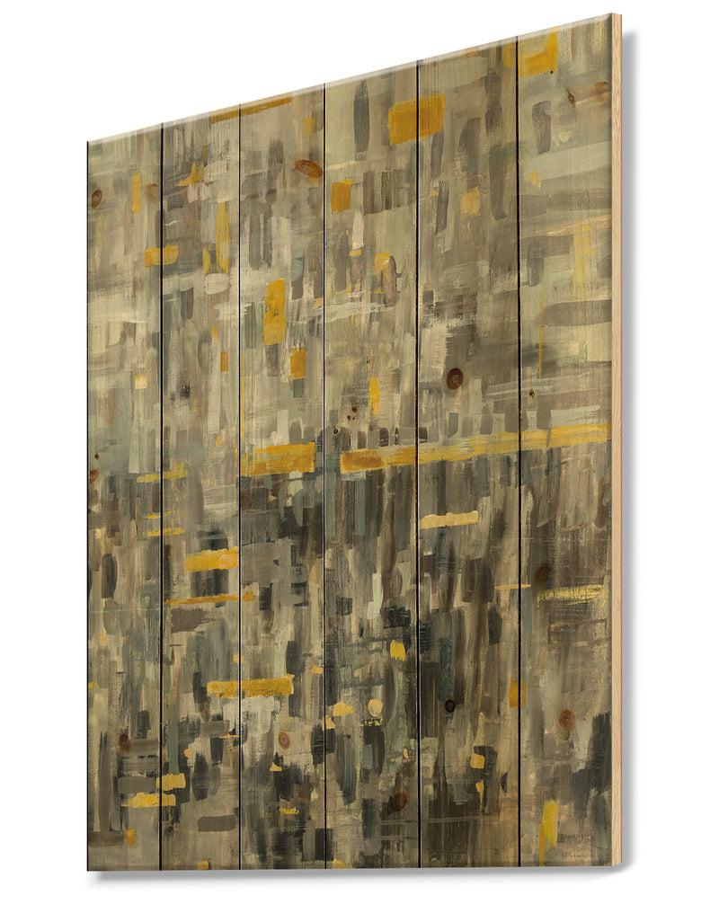 DesignQ Glam Gold Reflection - Modern & Transitional Print On Natural Pine Wood