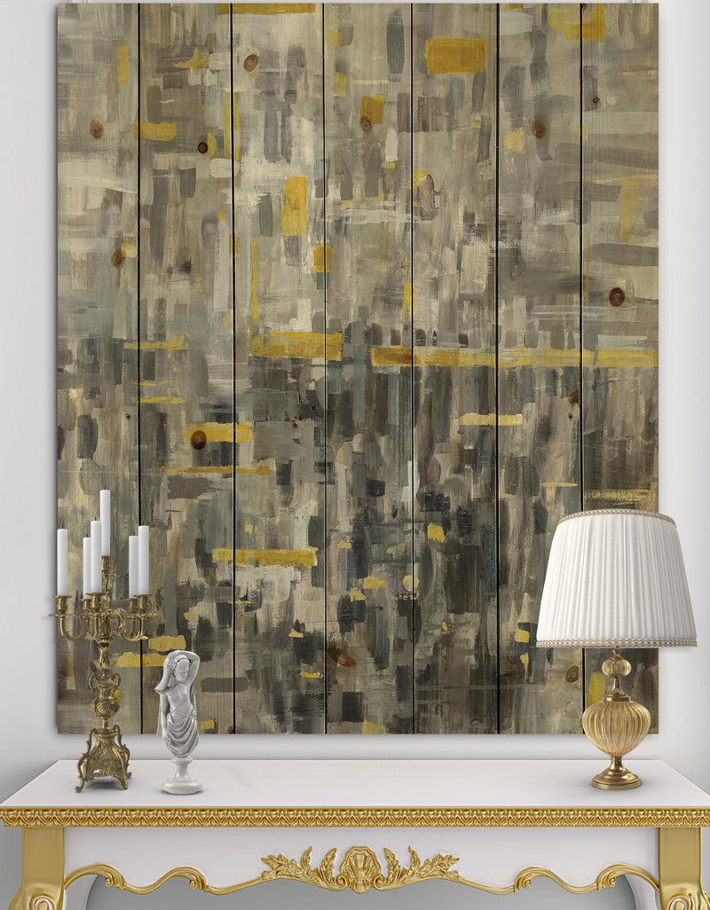 DesignQ Glam Gold Reflection - Modern & Transitional Print on Natural Pine Wood
