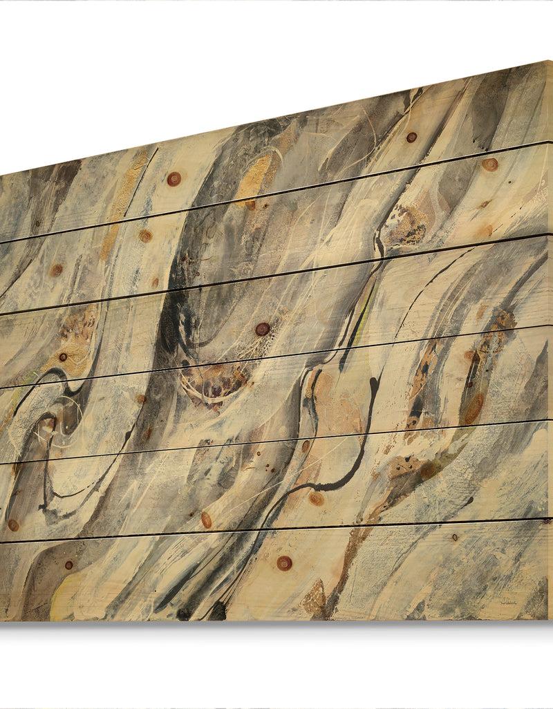 DesignQ Glam Golden Falls - Modern & Contemporary Print On Natural Pine Wood