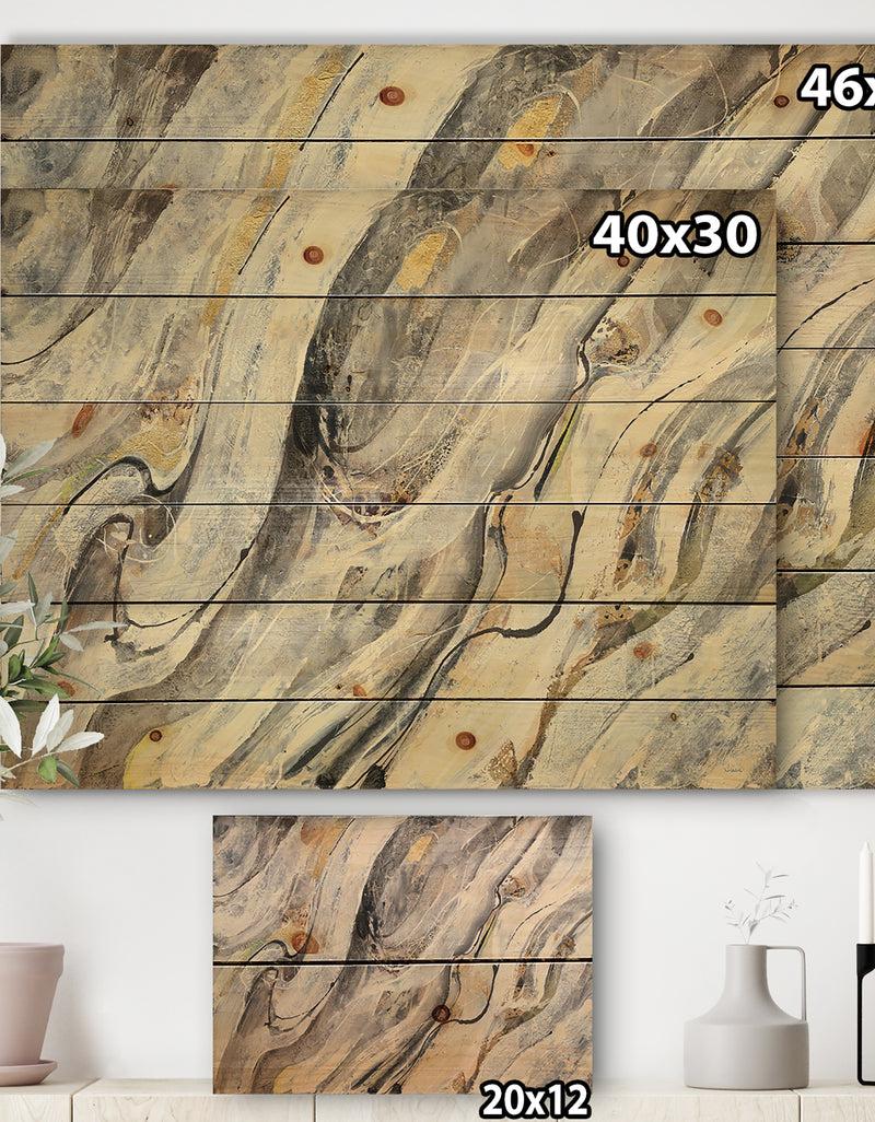 DesignQ Glam Golden Falls - Modern & Contemporary Print On Natural Pine Wood