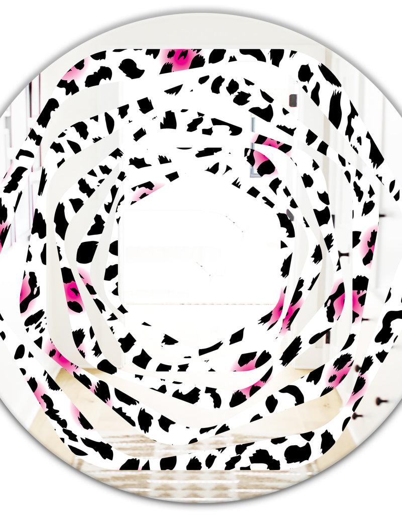 DesignQ Glam Leopard Pattern - Modern Round Or Oval Wall Mirror - Whirl
