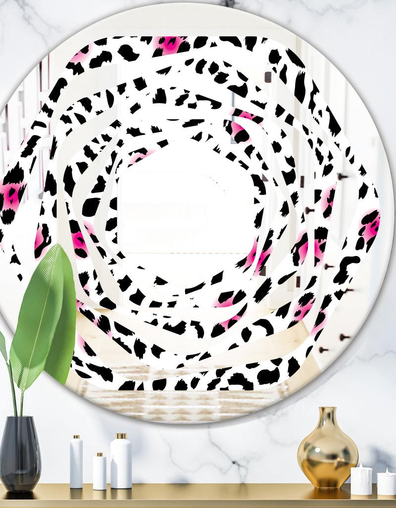 DesignQ Glam Leopard Pattern - Modern Round or Oval Wall Mirror - Whirl