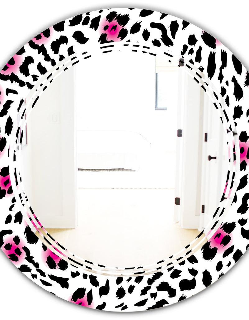 DesignQ Glam Leopard Pattern - Modern Round Or Oval Wall Mirror - Triple C
