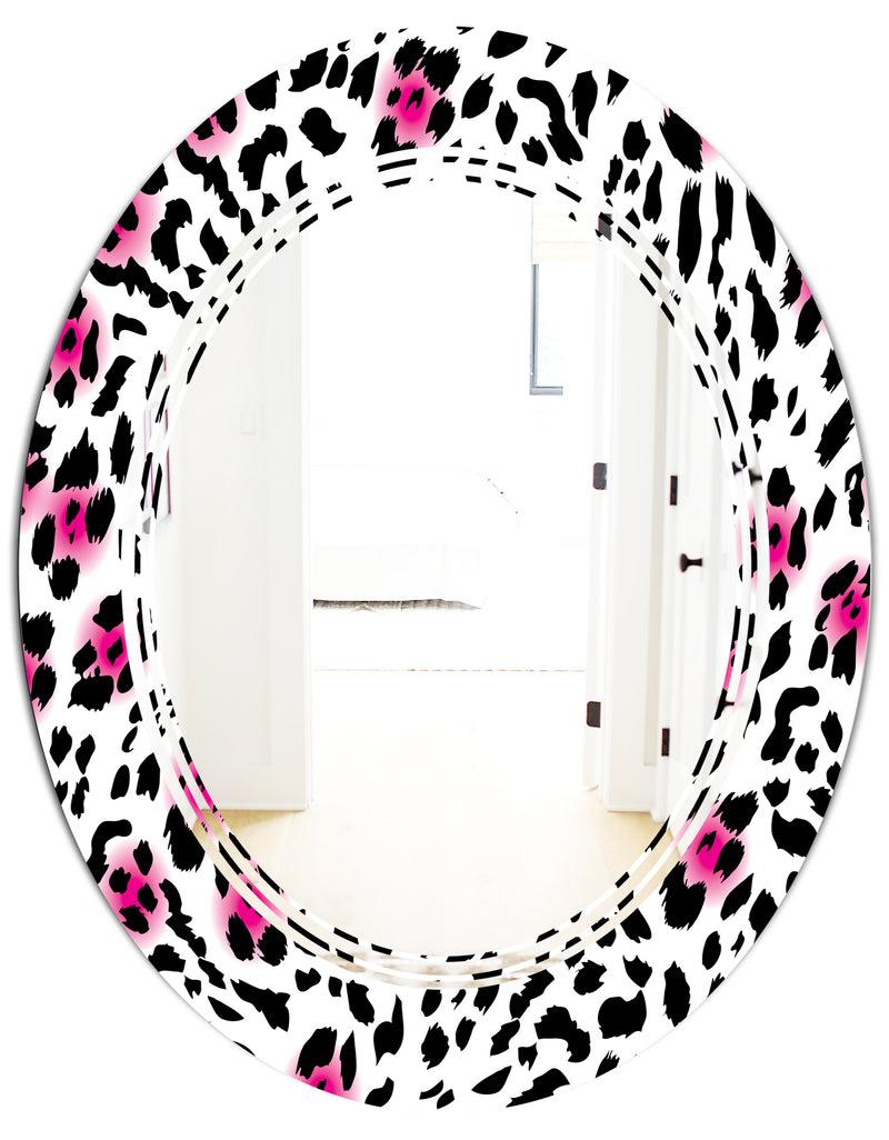 DesignQ Glam Leopard Pattern - Modern Round Or Oval Wall Mirror - Triple C