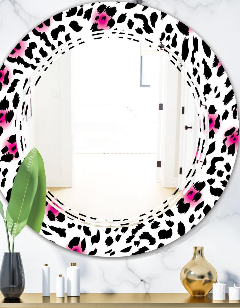 DesignQ Glam Leopard Pattern - Modern Round or Oval Wall Mirror - Triple C