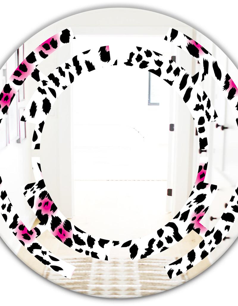 DesignQ Glam Leopard Pattern - Modern Round Or Oval Wall Mirror - Space