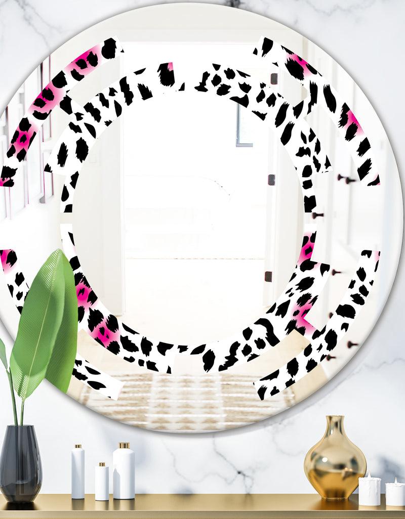DesignQ Glam Leopard Pattern - Modern Round or Oval Wall Mirror - Space