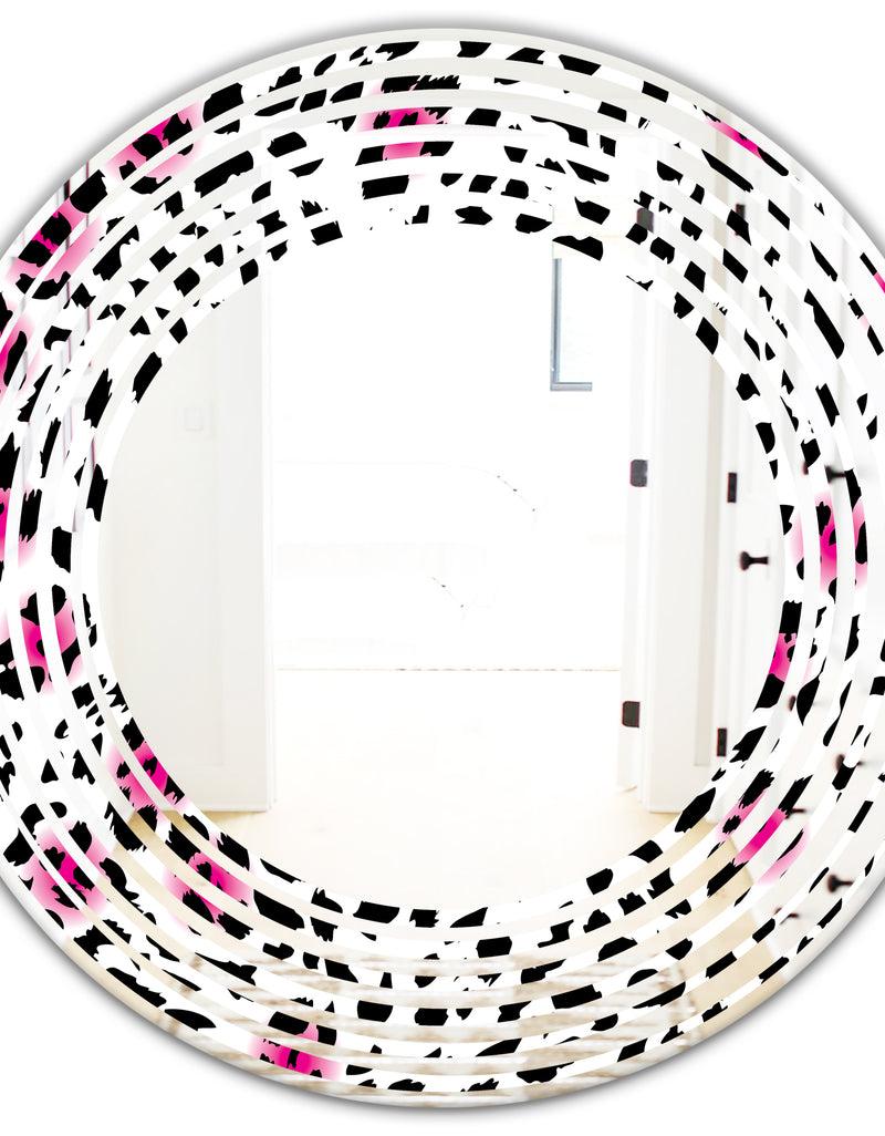 DesignQ Glam Leopard Pattern - Modern Round Or Oval Wall Mirror - Wave