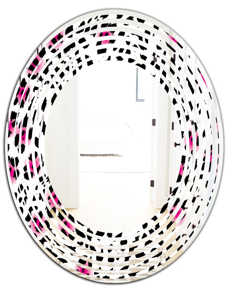 DesignQ Glam Leopard Pattern - Modern Round Or Oval Wall Mirror - Wave