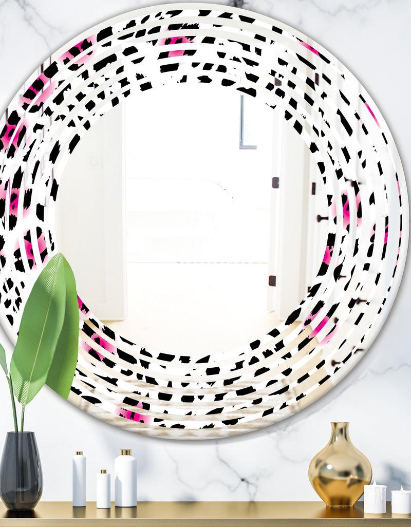 DesignQ Glam Leopard Pattern - Modern Round or Oval Wall Mirror - Wave