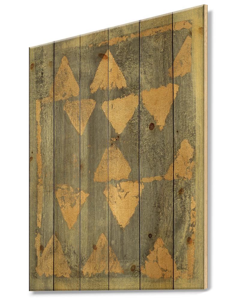 DesignQ Glam Metallic Form I - Modern & Transitional Print On Natural Pine Wood