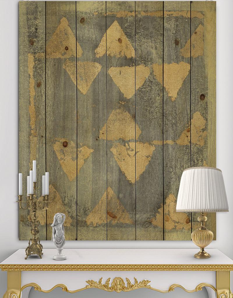 DesignQ Glam Metallic Form I - Modern & Transitional Print on Natural Pine Wood