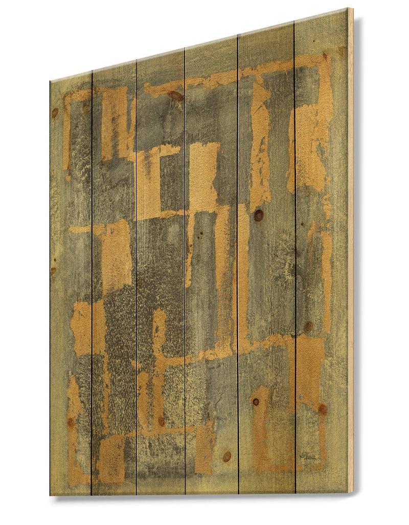 DesignQ Glam Metallic Form II - Modern & Transitional Print On Natural Pine Wood