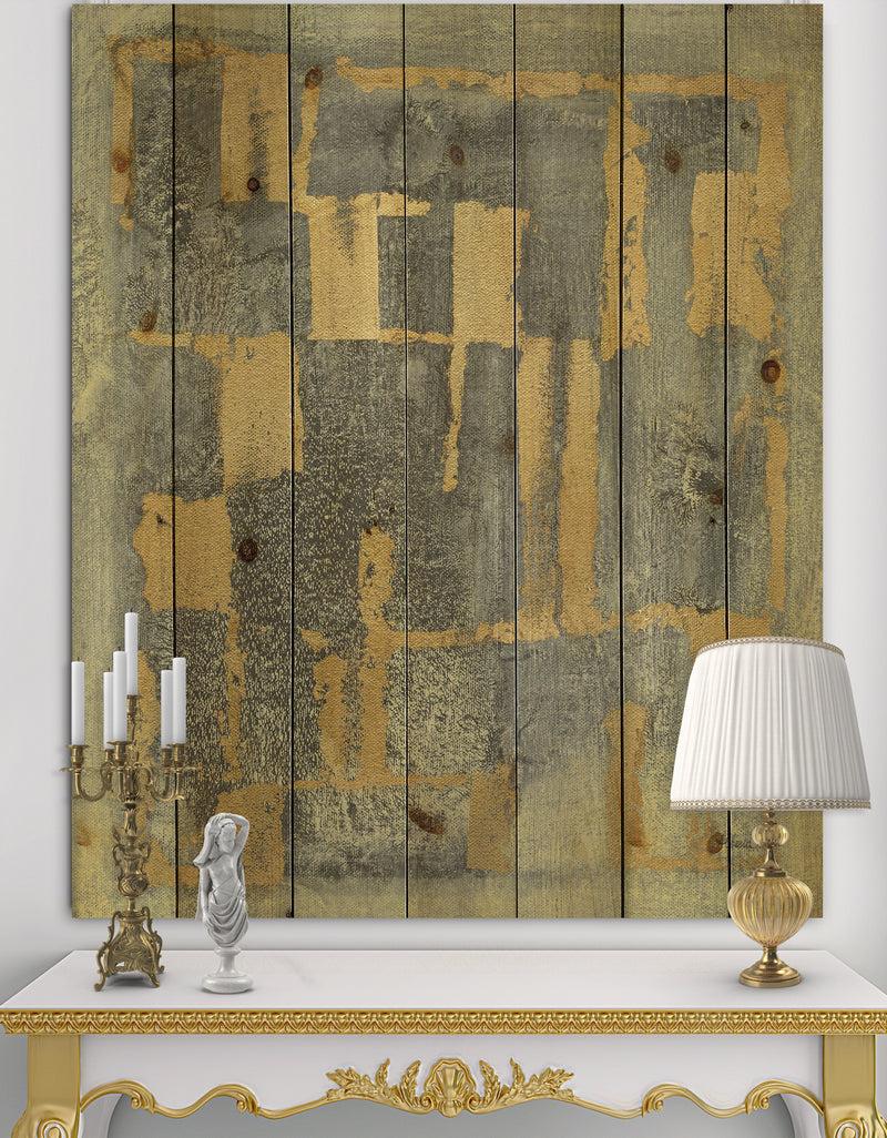 DesignQ Glam Metallic Form II - Modern & Transitional Print on Natural Pine Wood
