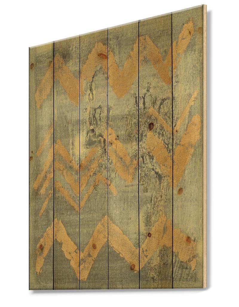 DesignQ Glam Metallic Form III - Modern & Transitional Print On Natural Pine Wood