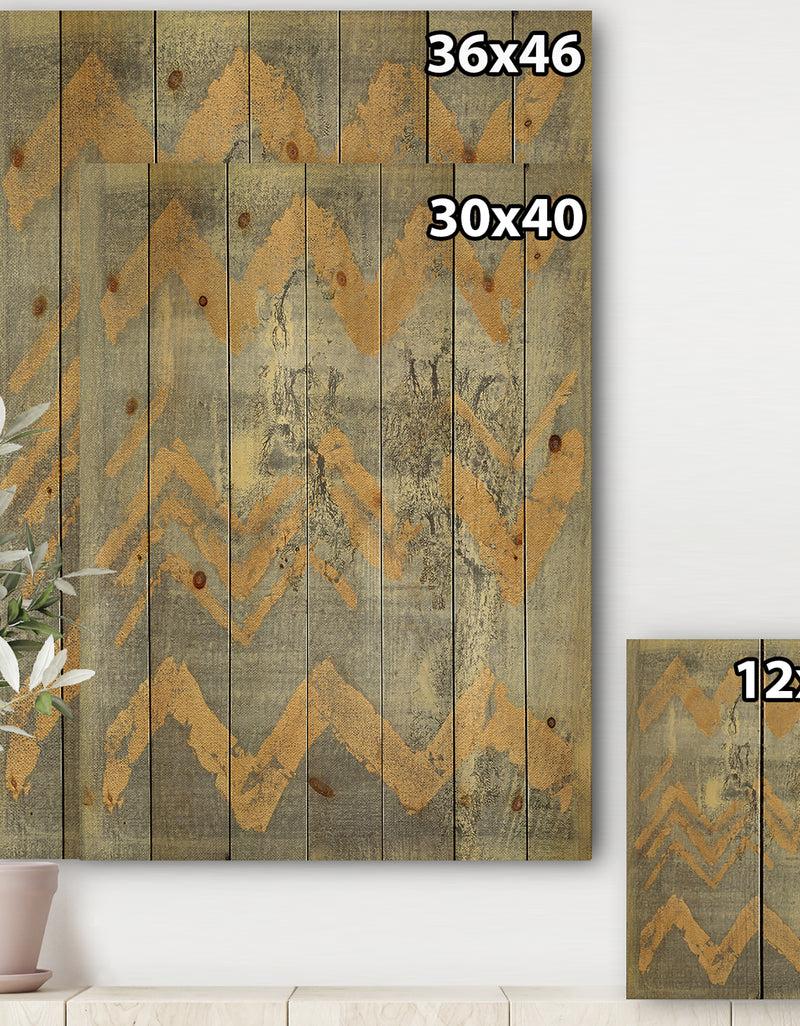 DesignQ Glam Metallic Form III - Modern & Transitional Print On Natural Pine Wood