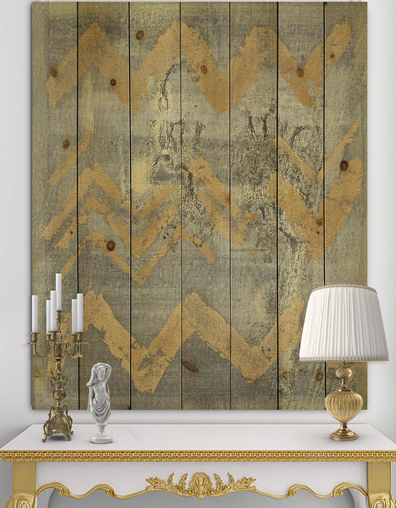 DesignQ Glam Metallic Form III - Modern & Transitional Print on Natural Pine Wood