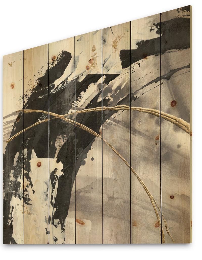 DesignQ Glam Painted Arcs I - Transitional Print On Natural Pine Wood