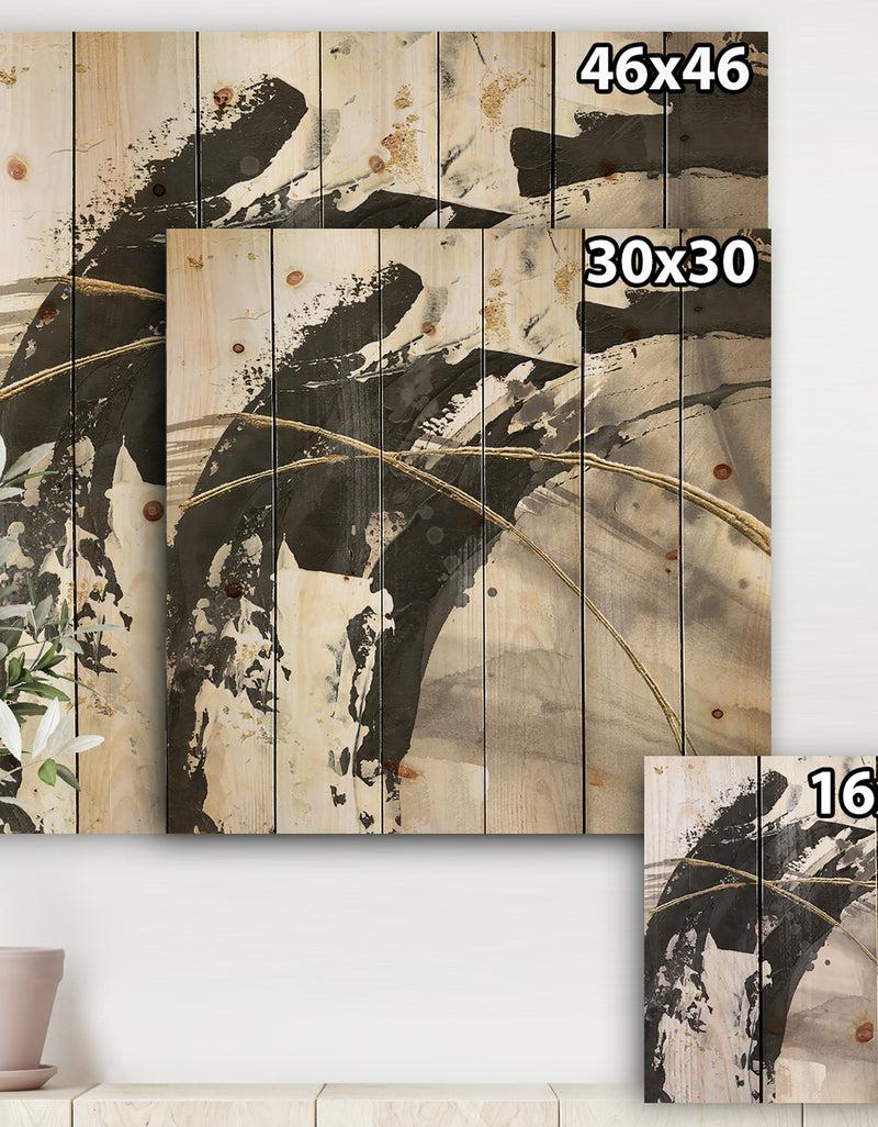 DesignQ Glam Painted Arcs I - Transitional Print On Natural Pine Wood
