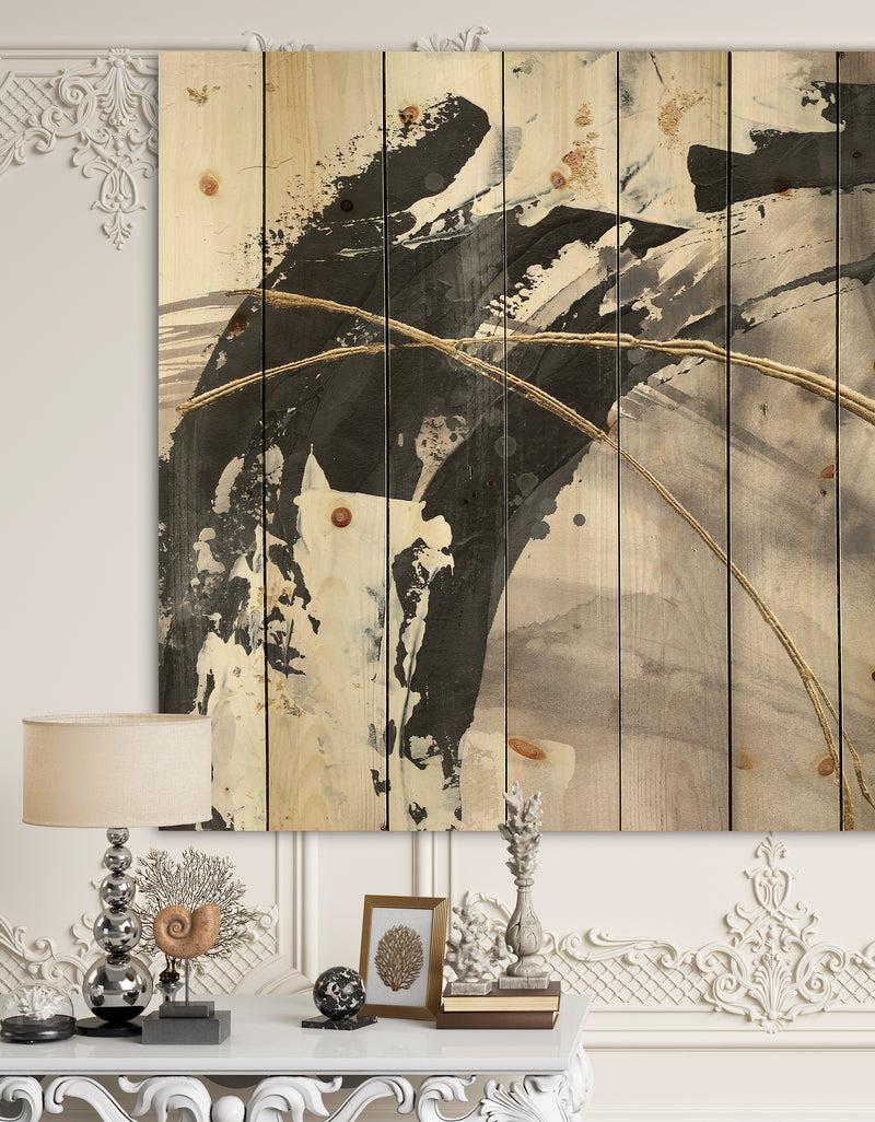 DesignQ Glam Painted Arcs I - Transitional Print on Natural Pine Wood