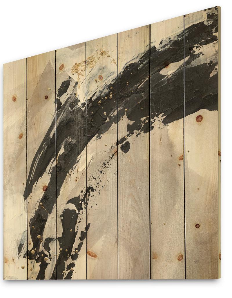 DesignQ Glam Painted Arcs IV - Transitional Print On Natural Pine Wood