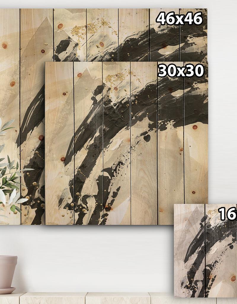 DesignQ Glam Painted Arcs IV - Transitional Print On Natural Pine Wood