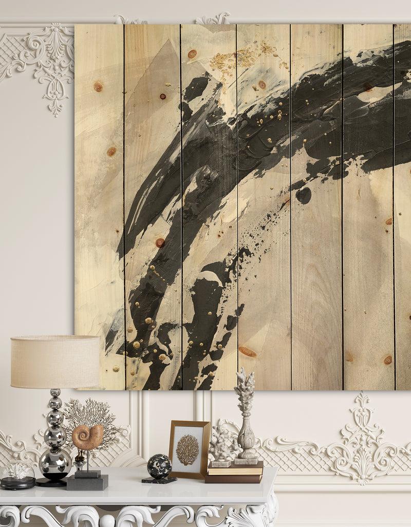 DesignQ Glam Painted Arcs IV - Transitional Print on Natural Pine Wood