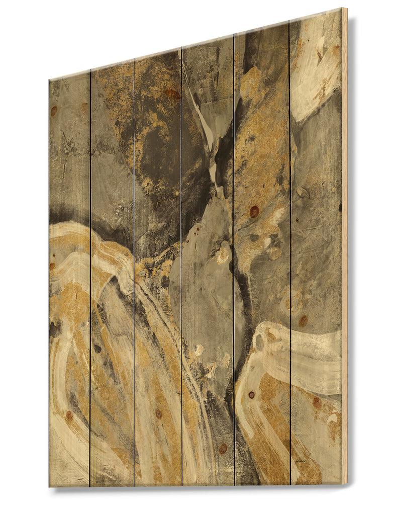 DesignQ Glam Phoenix Neutral - Modern Glam Print On Natural Pine Wood