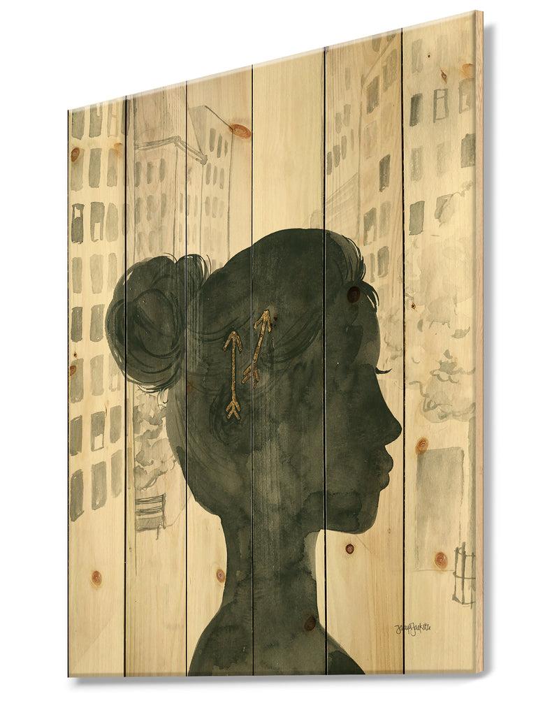 DesignQ Glam Pink Ladies I - Fashion Print On Natural Pine Wood