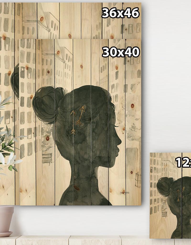 DesignQ Glam Pink Ladies I - Fashion Print On Natural Pine Wood