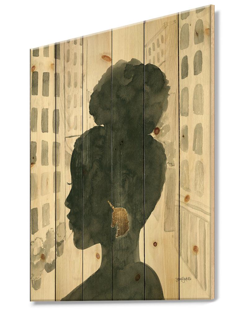 DesignQ Glam Pink Ladies II - Fashion Print On Natural Pine Wood