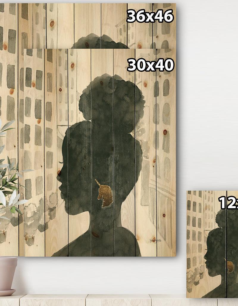 DesignQ Glam Pink Ladies II - Fashion Print On Natural Pine Wood