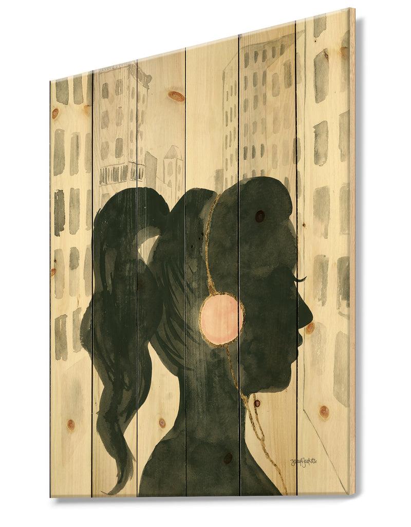 DesignQ Glam Pink Ladies III - Fashion Print On Natural Pine Wood