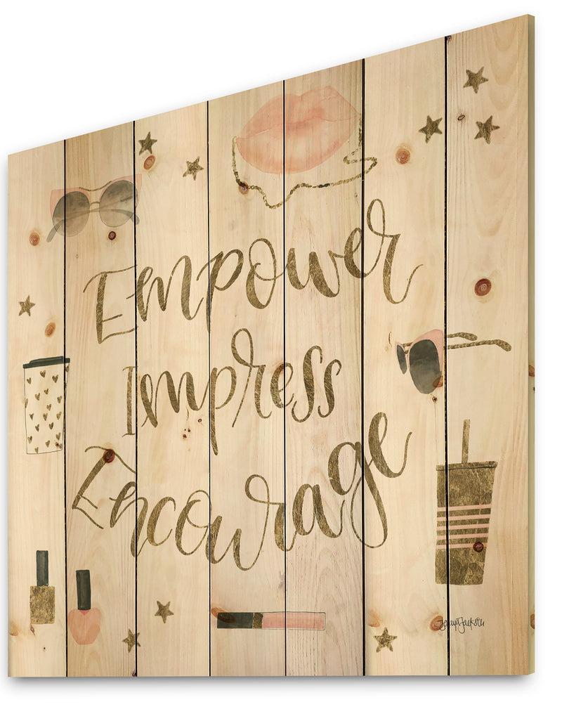 DesignQ Glam Pink Ladies V - Fashion Print On Natural Pine Wood